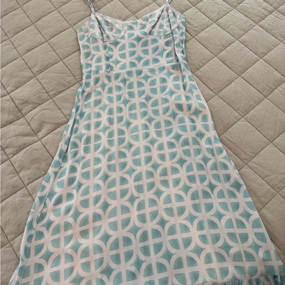 Kenny Flowers Aqua and White Patterned Dress